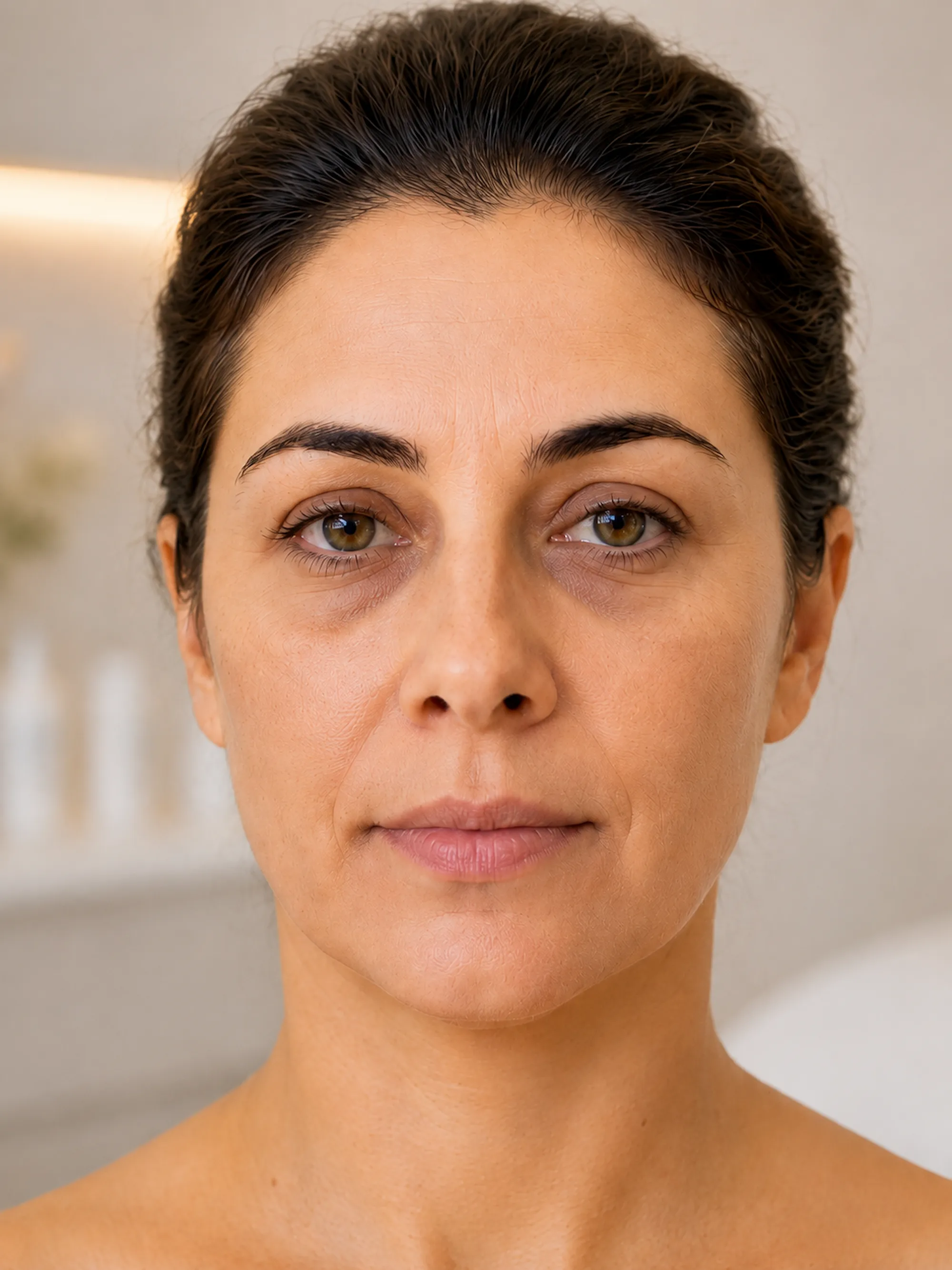 Antes ilustrativo de rejuvenescimento facial